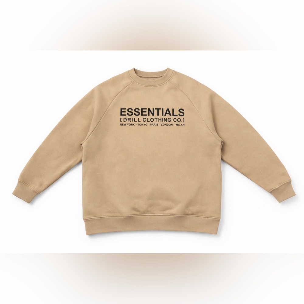 Essentials Oversized Sweatshirt M in Neutral Cobblestone Crewneck Pullover - Picture 2 of 7